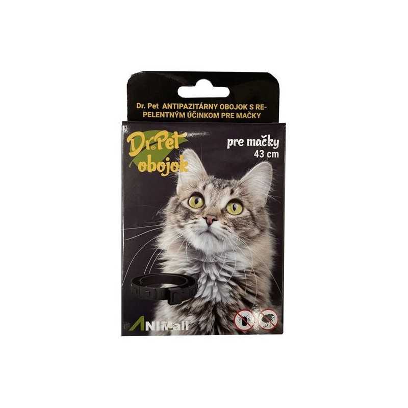 Obojek Dr.Pet pro kočky 43 cm antiparazitní ČERVENÝ s repelentním účinkem (obojek proti klíšťatům a blechám pro kočky)
