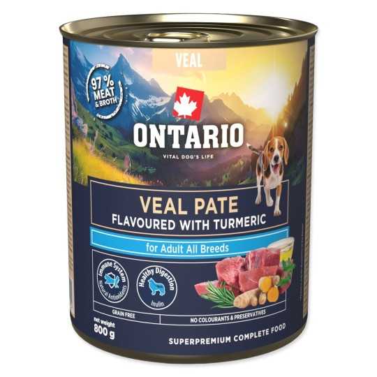 Konzerva Ontario Adult telecí paté s příchutí kurkumy 800g