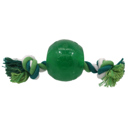 Hračka Dog Fantasy Strong Mint míček s provazem 8,2 cm zelená