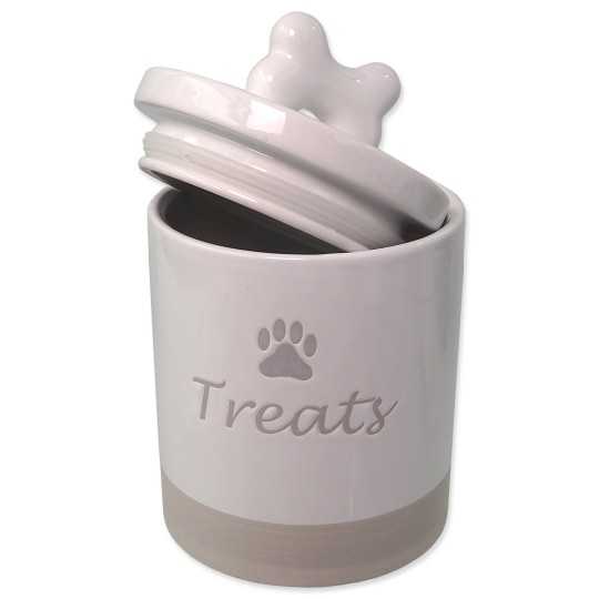 Dóza Dog Fantasy keramická na pamlsky bílá s úchytkou 13,5x21,5cm, 1500ml