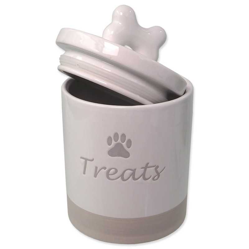 Dóza Dog Fantasy keramická na pamlsky bílá s úchytkou 13,5x21,5cm, 1500ml