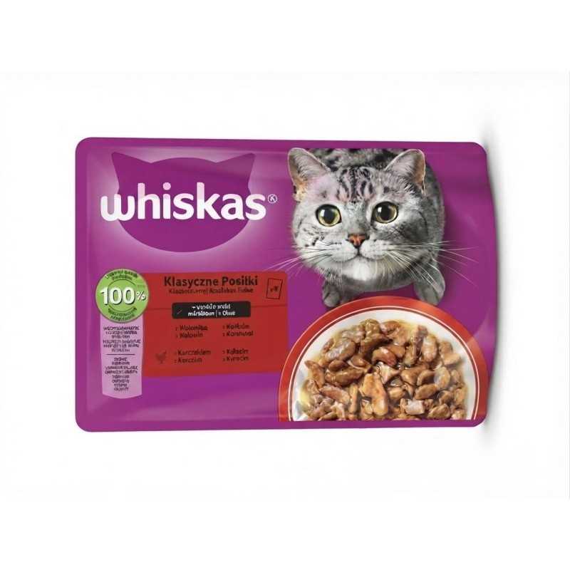 Mars WHISKAS kapsička cat Masový výběr kuře a hrách & hovězí & krůta & jehně a mrkev ve šťávě 4 x 85 g
