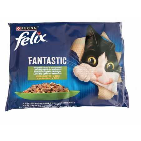 Nestlé FELIX Fantastic cat Multipack kuře s rajčaty & hovězí s mrkví želé kapsička 4x85 g